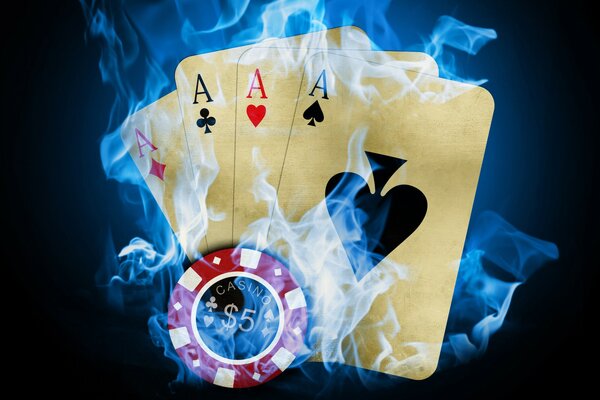 Blaue Flammenkarten für Pokerspiele