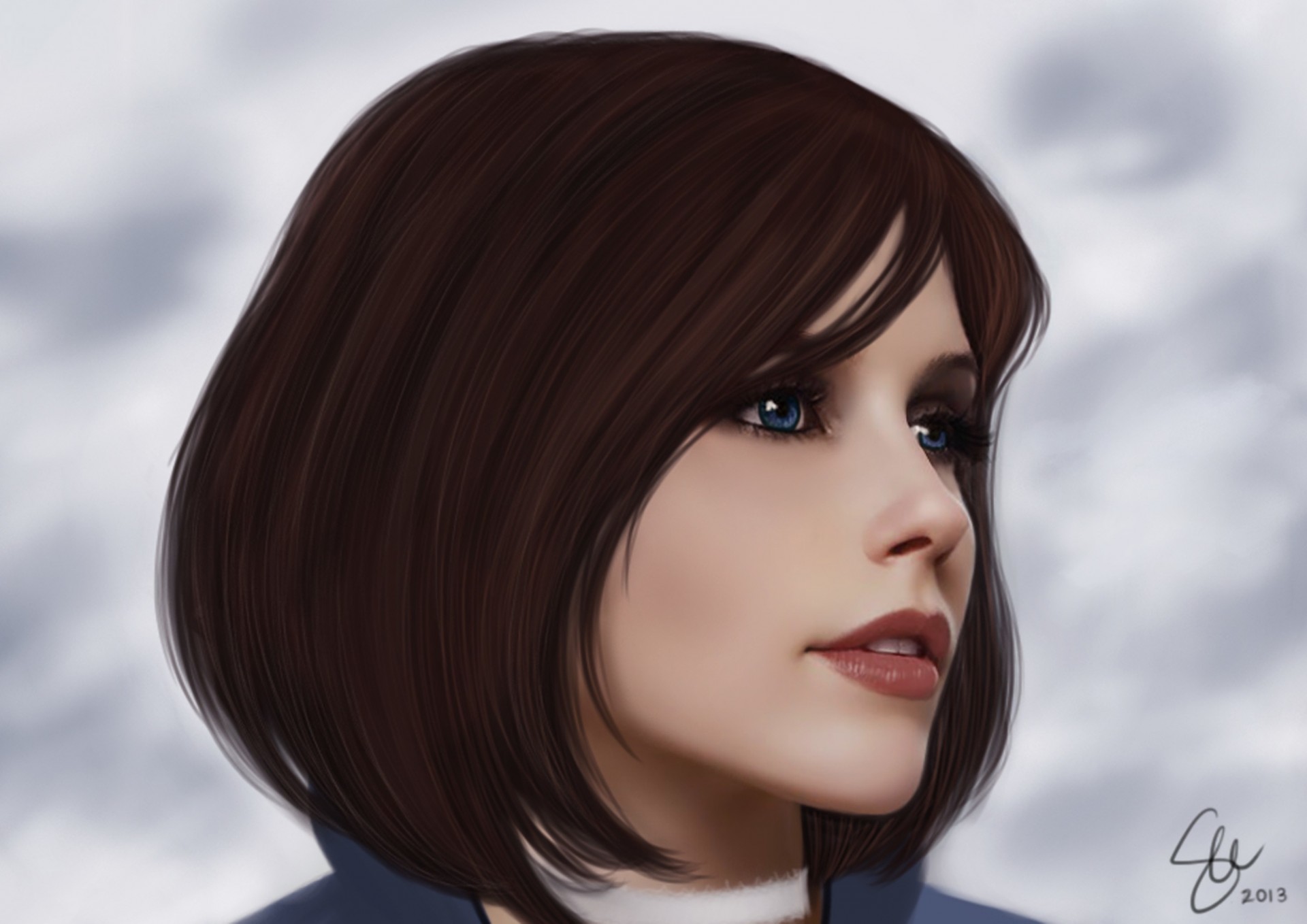 visage fille cheveux vue jeu elizabeth bioshock infinite