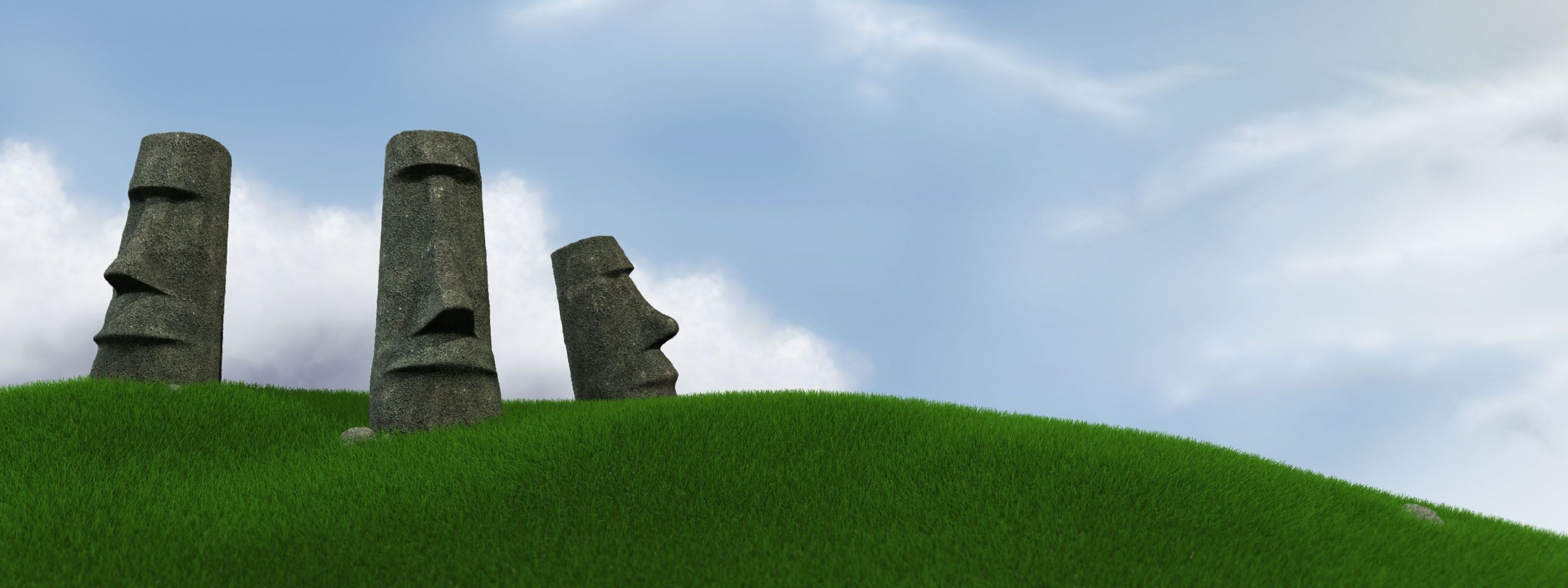 easter island grass sky statue