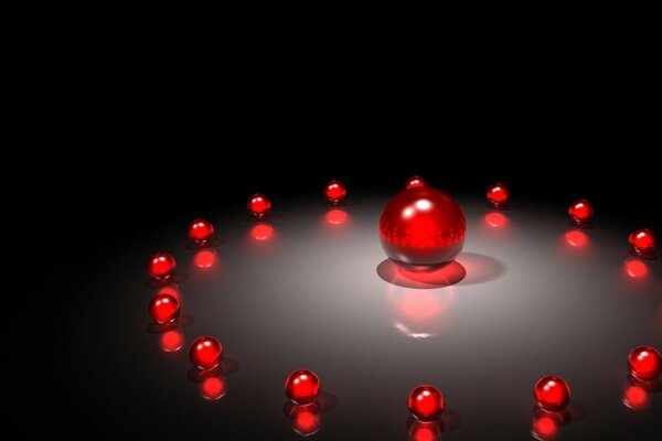 Reflection of red balls in minimalism style