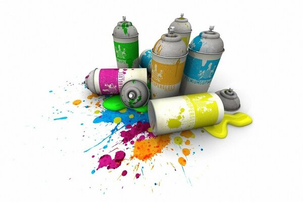 Spray paints used to draw graffiti