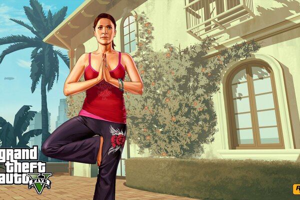 Fille faisant du yoga dans gta