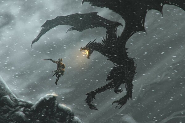 The elder scrolls dovakin vs the dragon