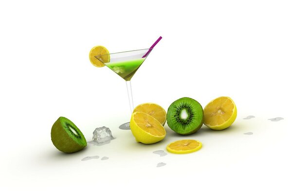 Cóctel refrescante de verano de kiwi y limón