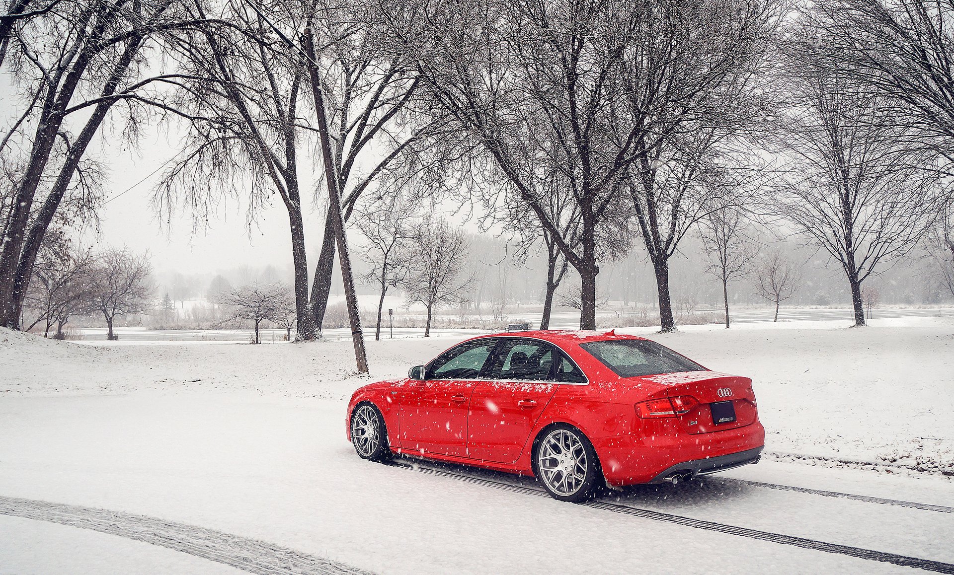 audi s4 rojo audi rojo invierno nieve