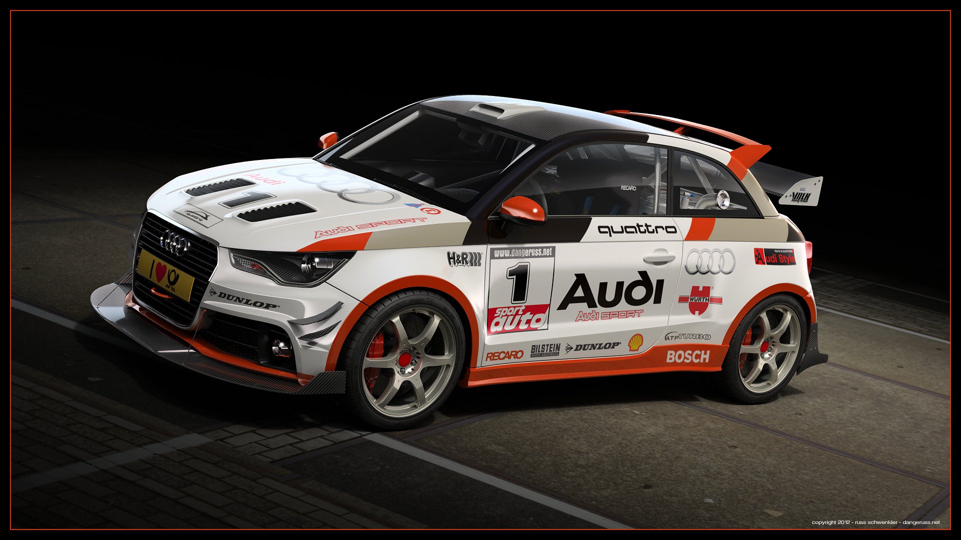 audi a1 quattro deportes tuning dibujo 3d