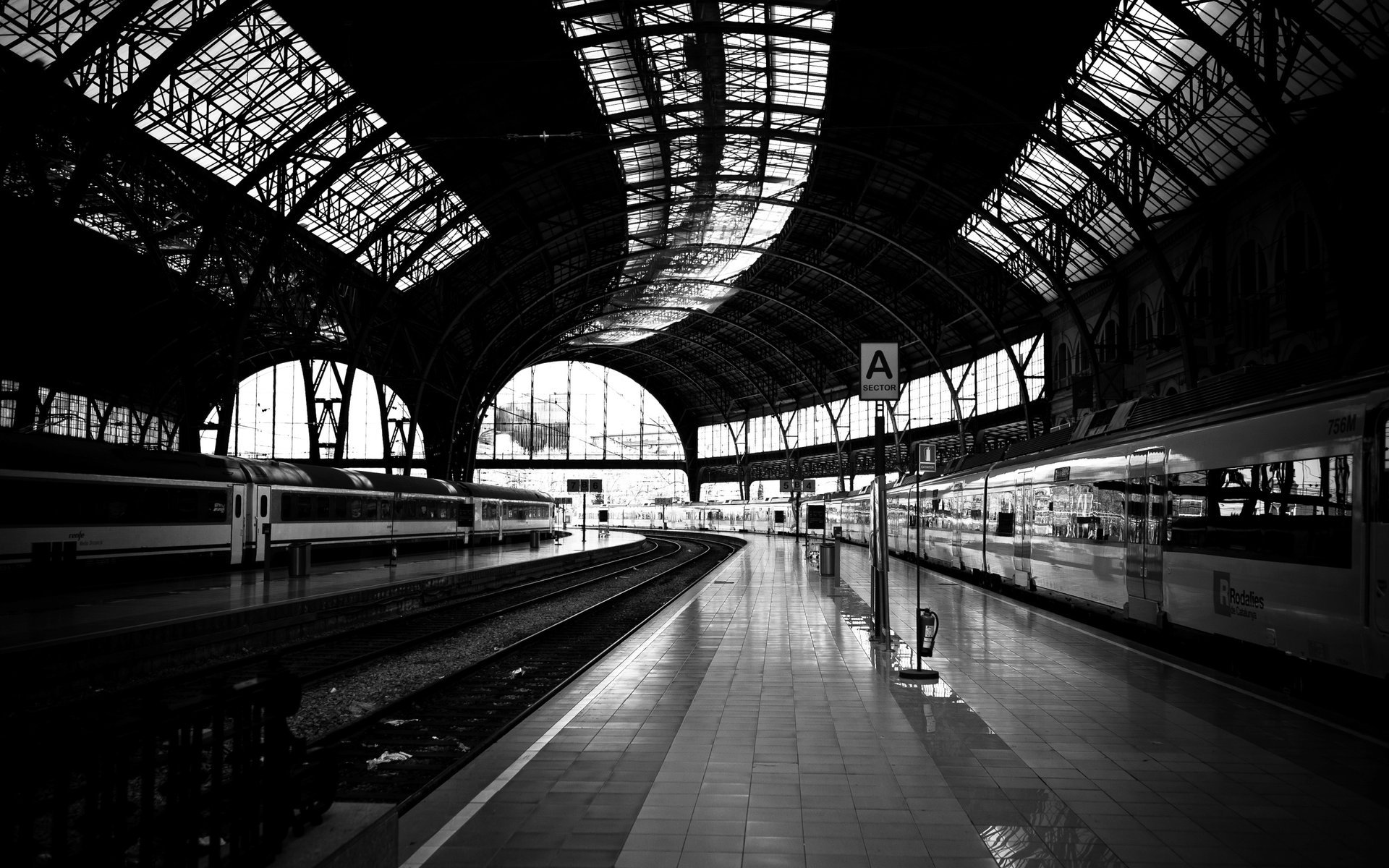 photo blanc noir chemin de fer voies train route