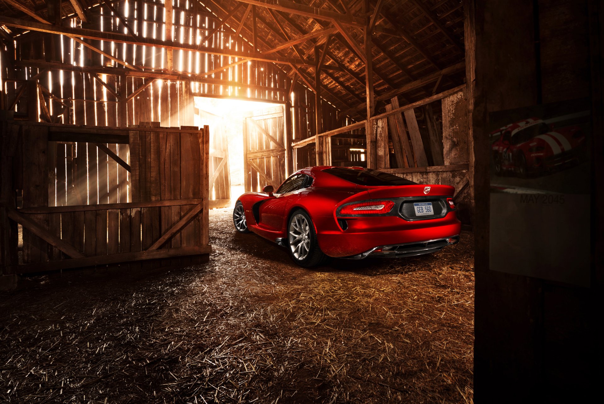 dodge sto viper gts 2013 czerwony słońce światło dodge viper gts czerwony stodoła stodoła