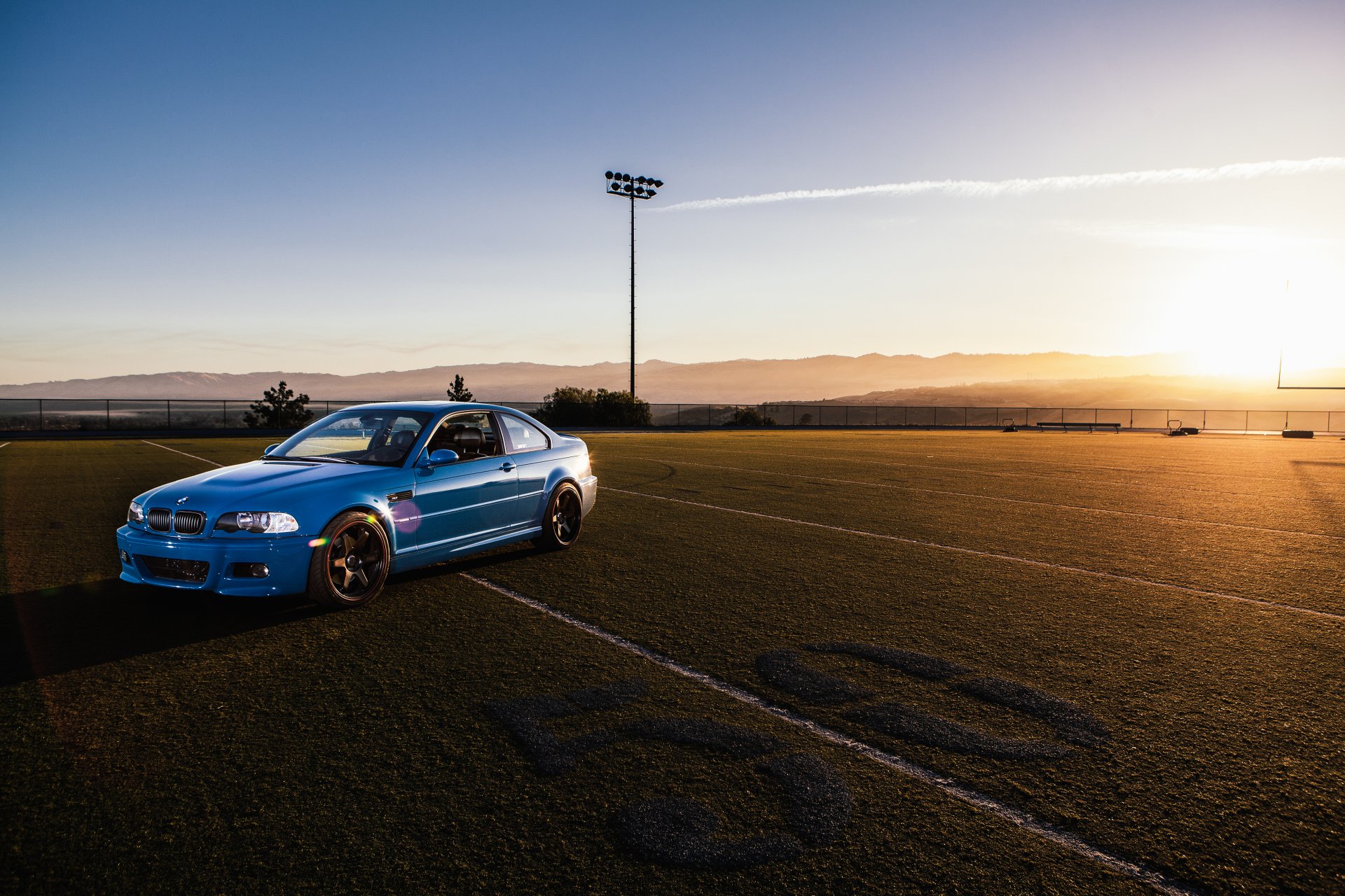 bmw m3 e46 azul bmw campo de fútbol