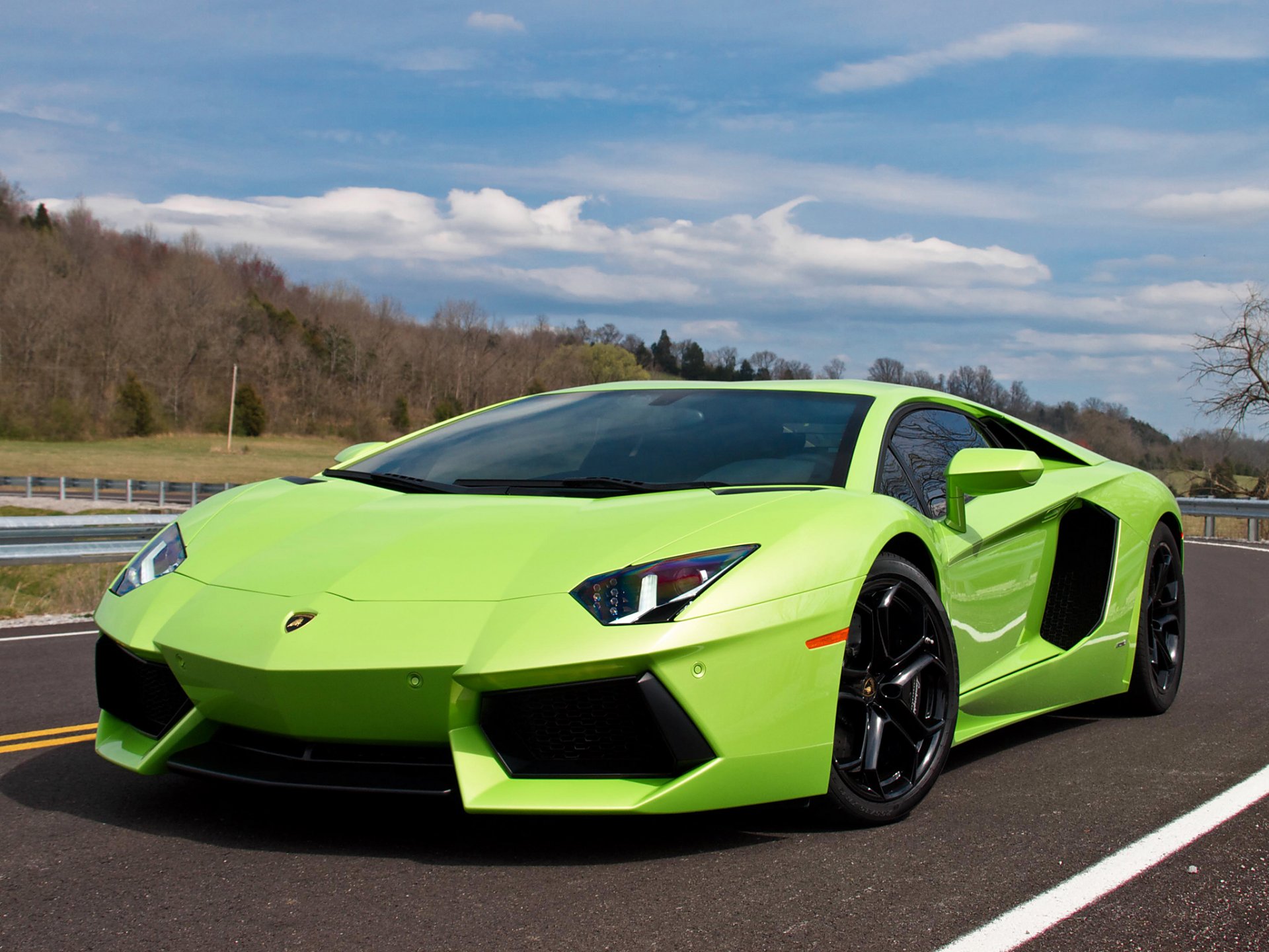 lamborghini aventador lp700-4 belleza verde cielo carretera