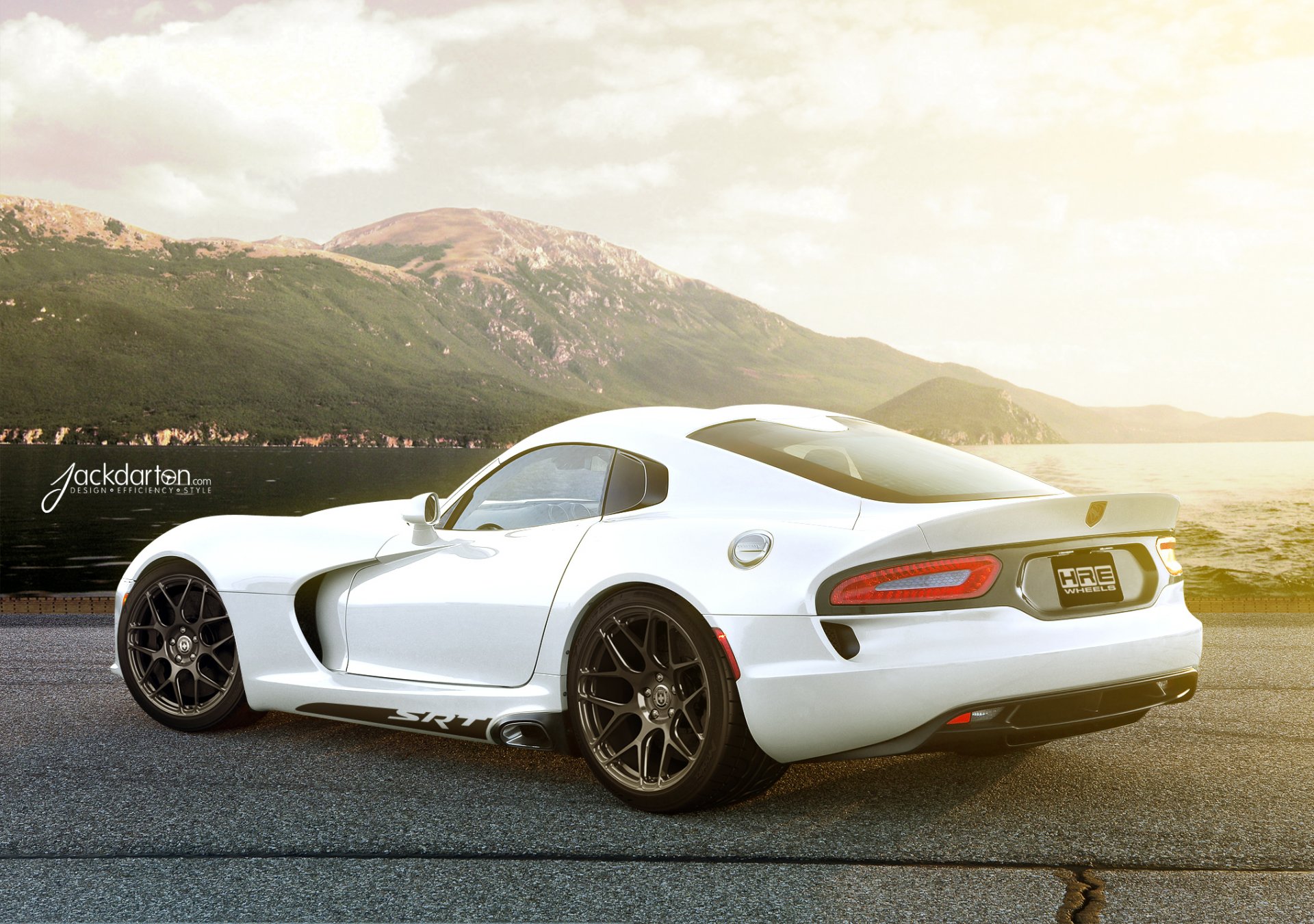 esquivar cien víbora gts blanco trasero jackdarton dodge viper costa montaña sol resplandor