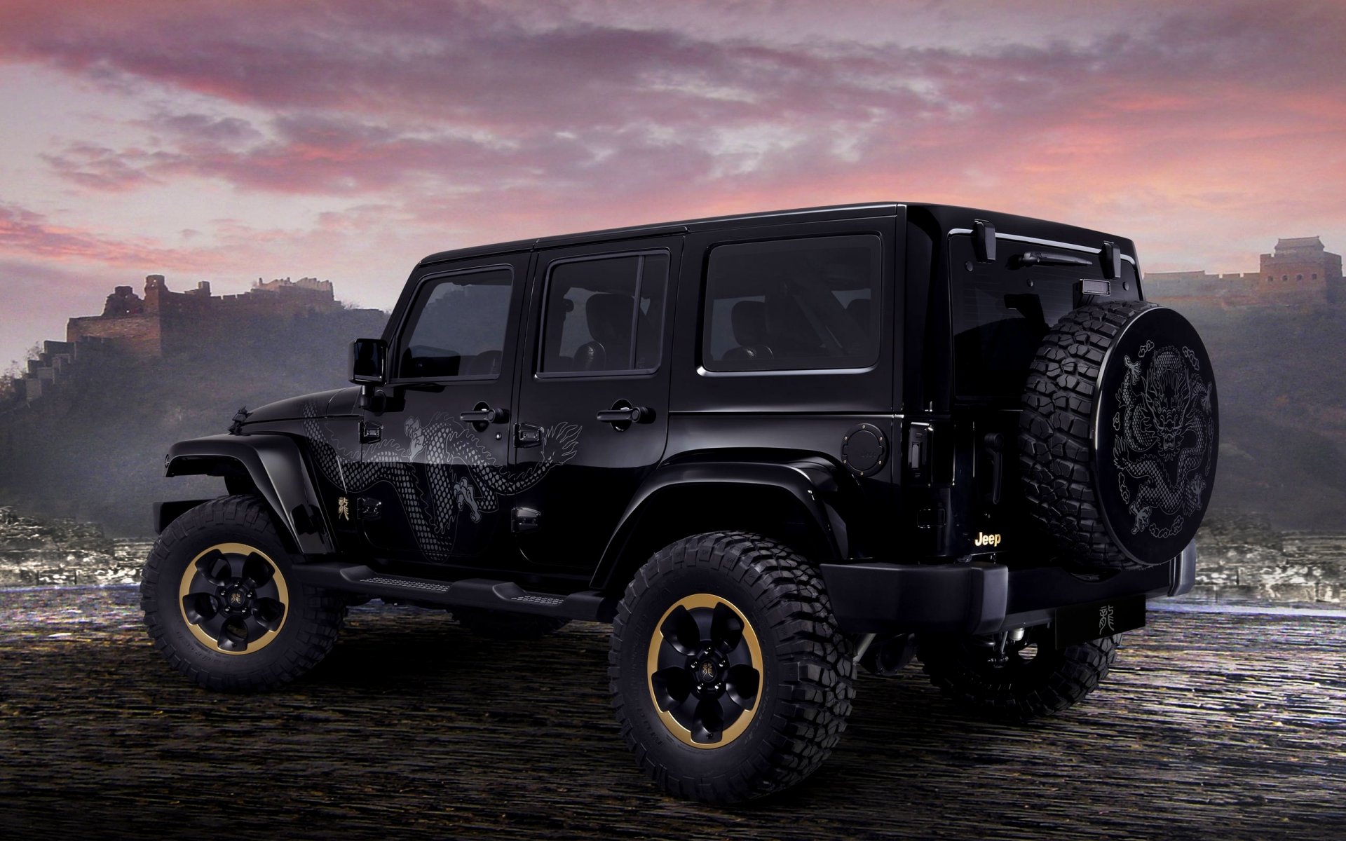 jeep wrangler dragón concepto auto negro suv