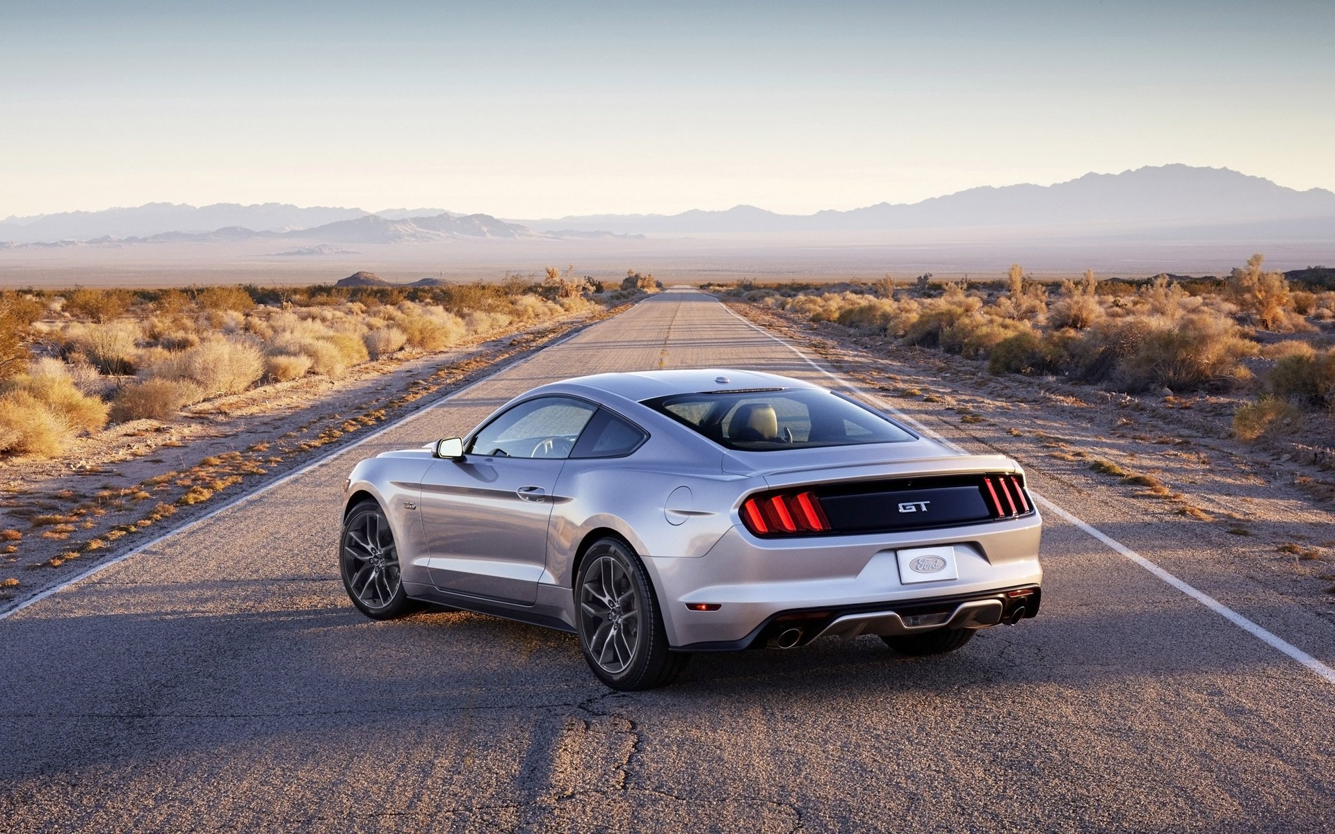 ford mustang muscle car muscle car rear view horizon