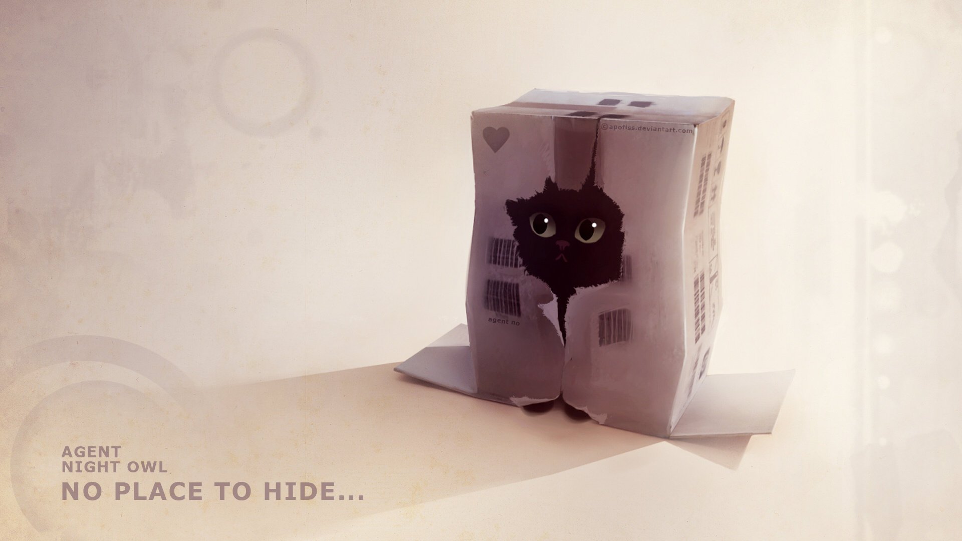 kitty agent owl hiding box figure hole