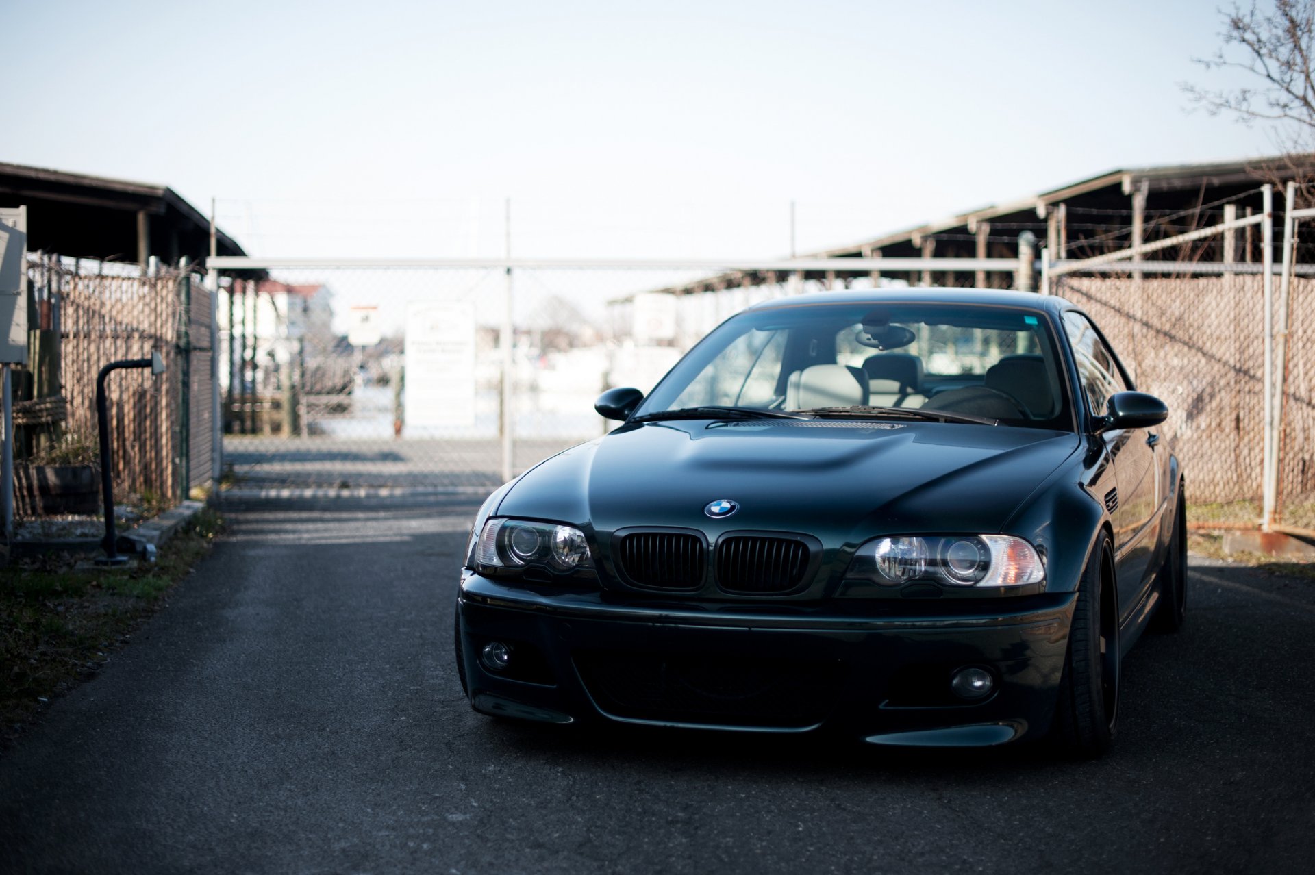 bmw m3 e46 schwarz bmw vorderachse leitplanke himmel