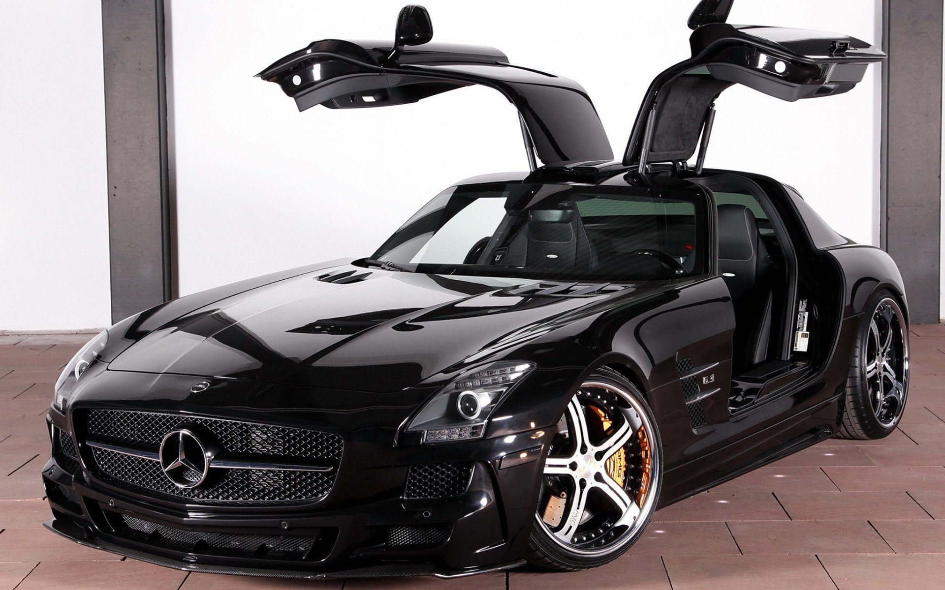 coches auto mercedes coches mercedes benz sls amg ecll negro llantas abatibles puertas