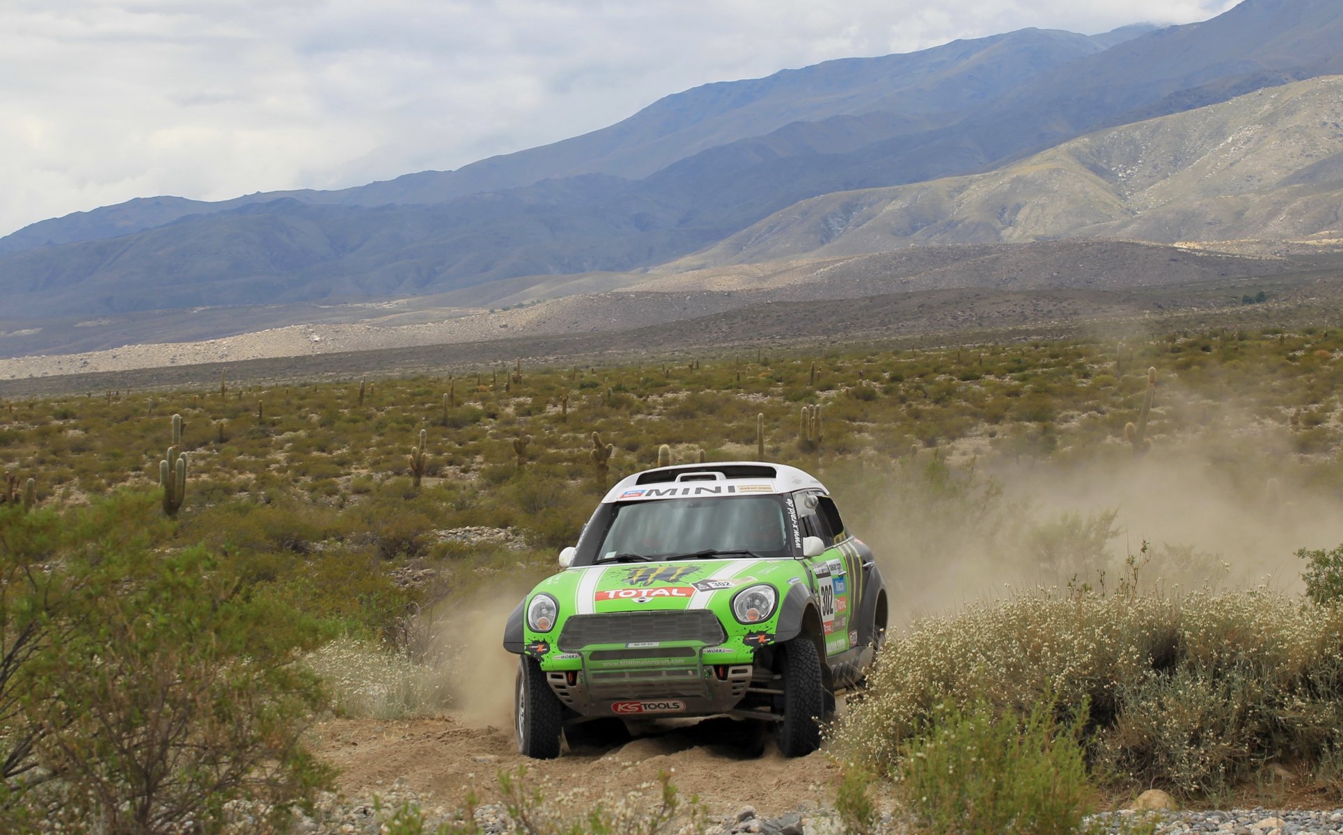 mini cooper mini dakar rally x-raid green to dakar race mountain sport