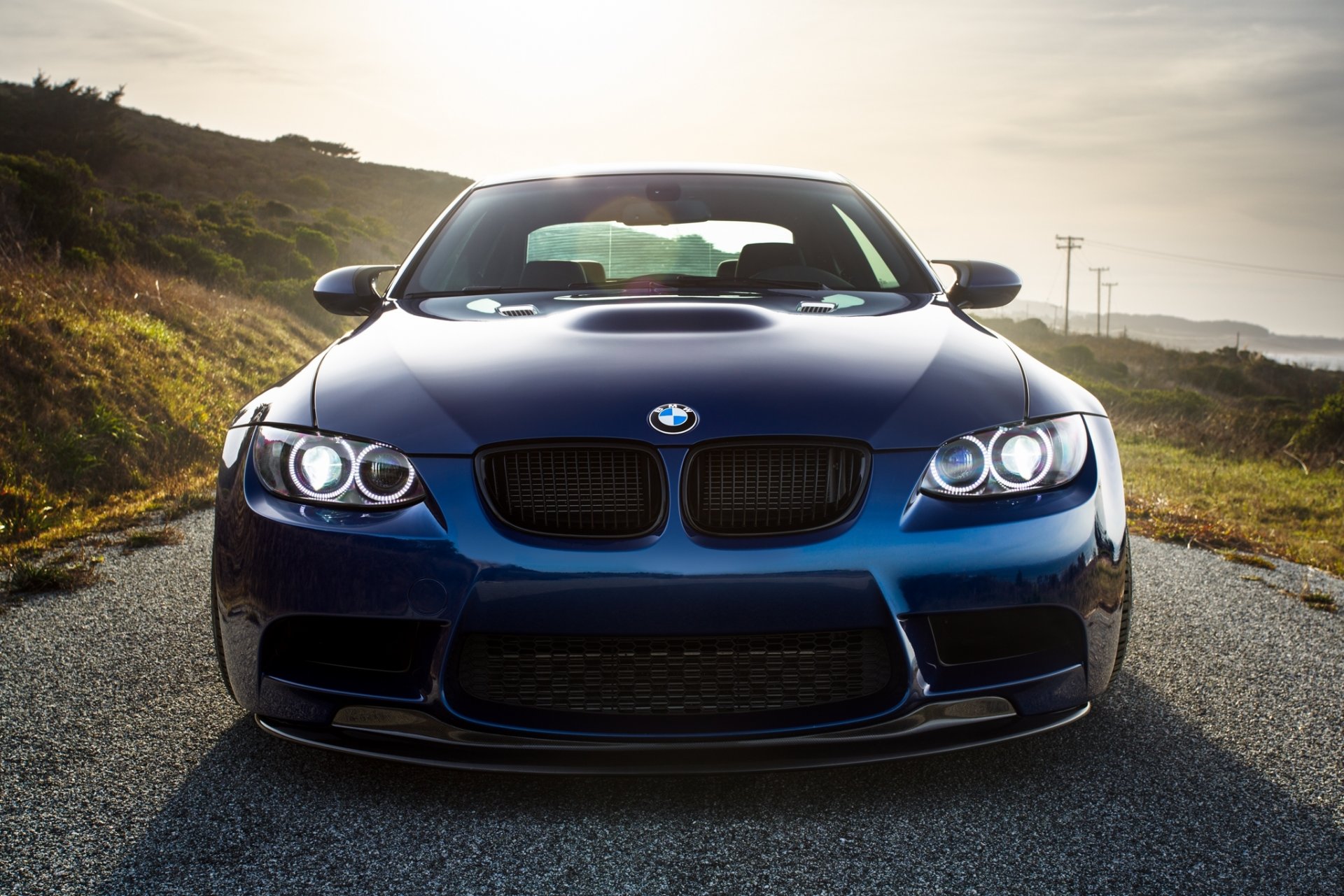 bmw m3 e92 laguna-blue bmw blue front shade