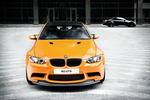 Yellow BMW with carbon fiber roof