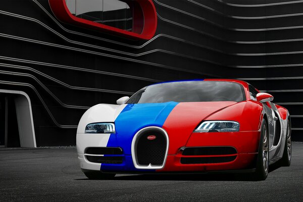 Tricolor buggati on a black and gray background