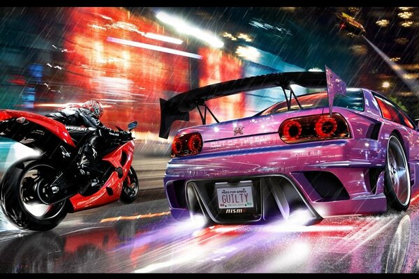 Jeux need for speed lumières Night Racing Nissan