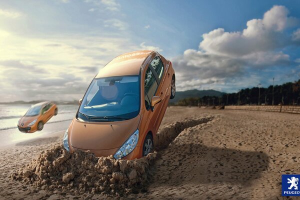 Image conceptuelle d une Peugeot 207 sur la côte