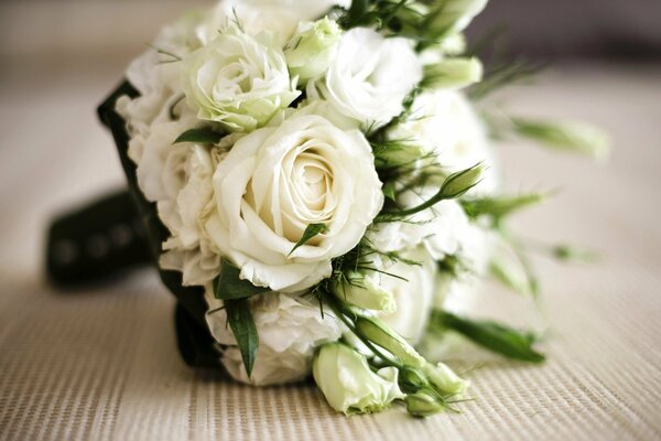 Wedding bouquet of white roses