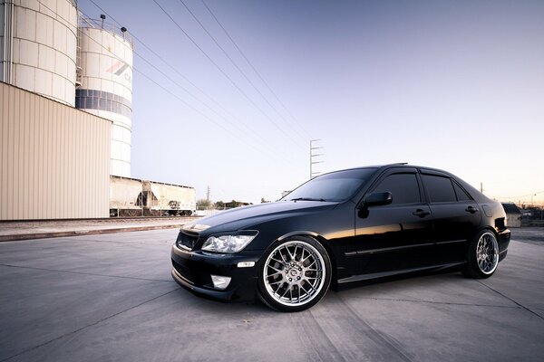 Beautiful lacquered black car