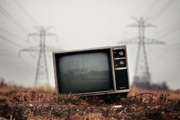 An old TV near the power line