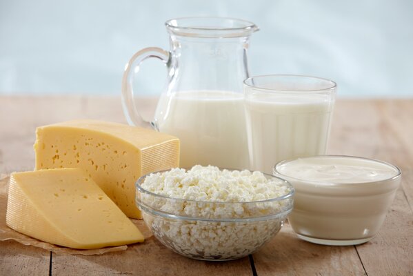 Dairy products on the village table