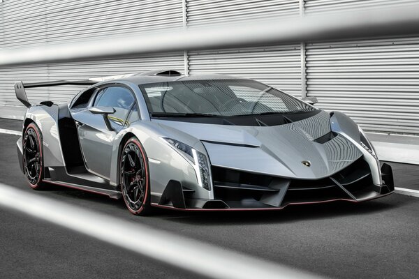 Silver-grey gorgeous lamborghini veneno