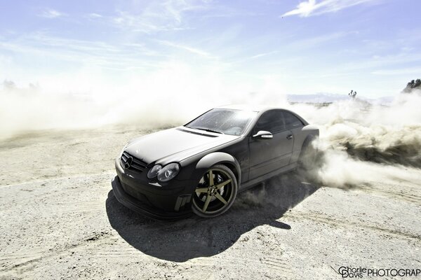 Desert tuning of a black Mercedes