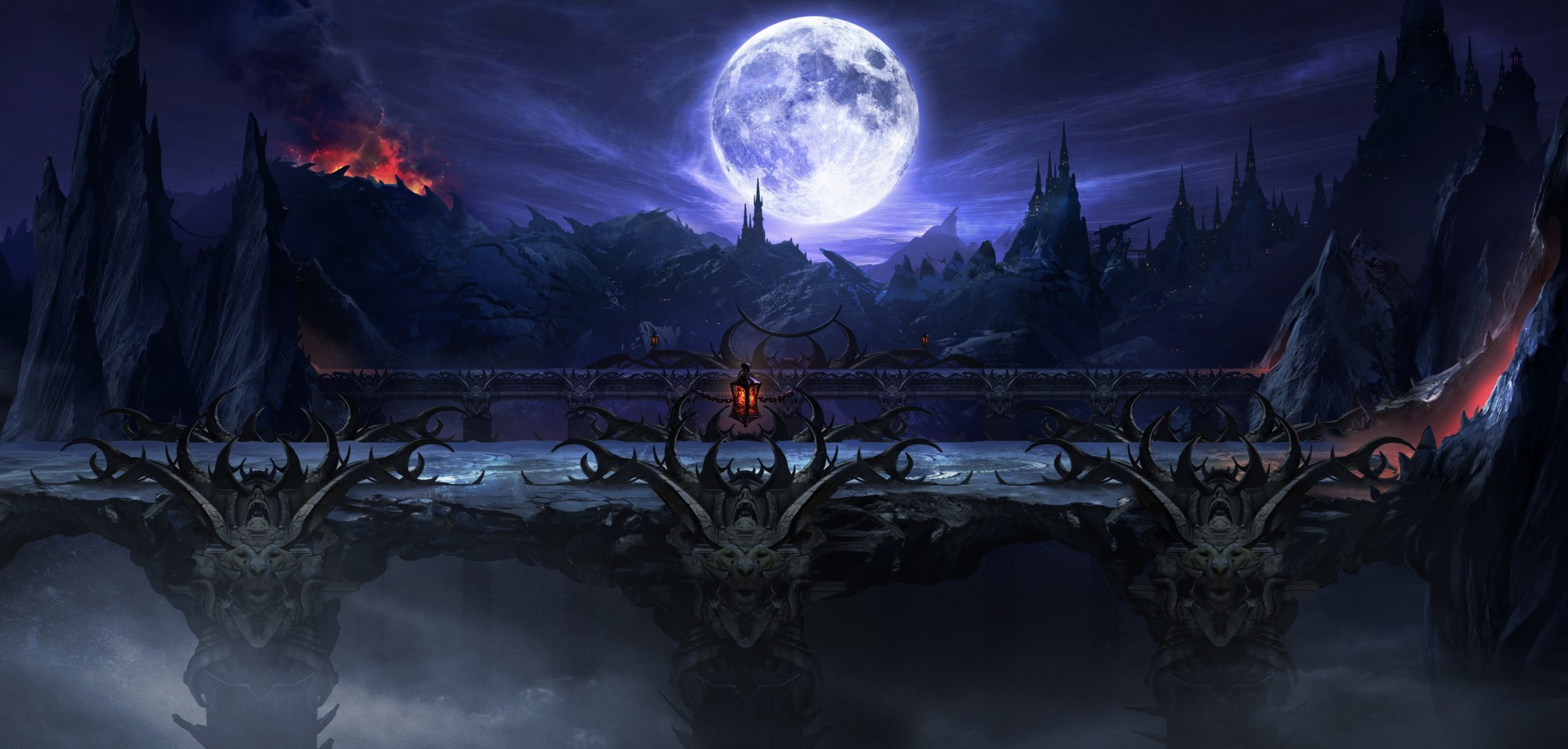 kunst landschaft nacht sperren brücke mond mortal kombat felsen