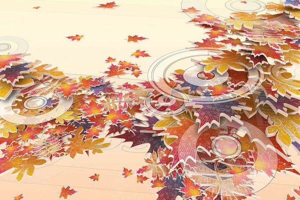 Feuilles d automne multicolores et gouttes transparentes sur eux