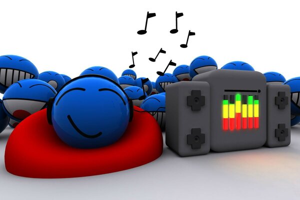 Lots of emoticons listening to music