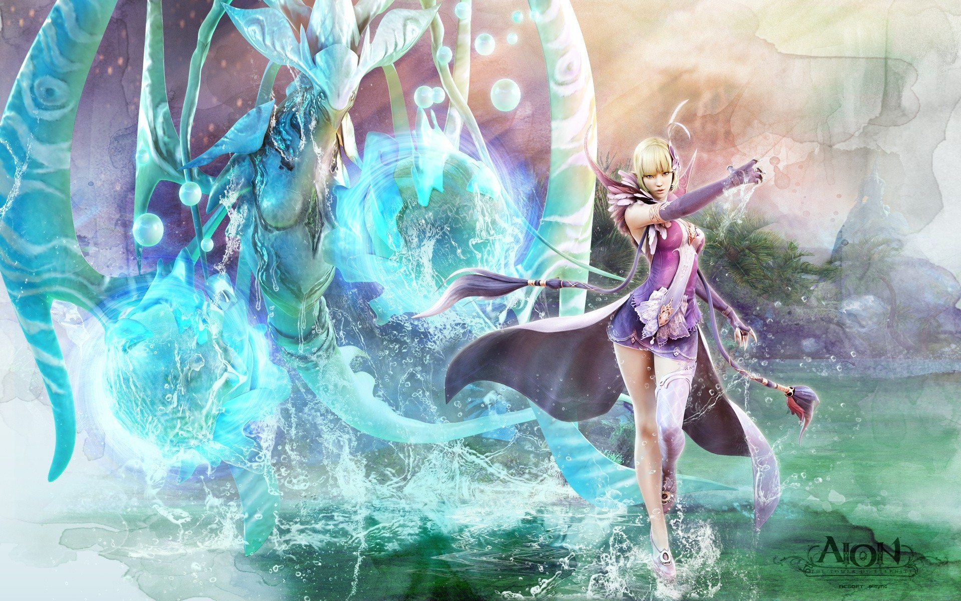 aion chica mago agua magia criatura