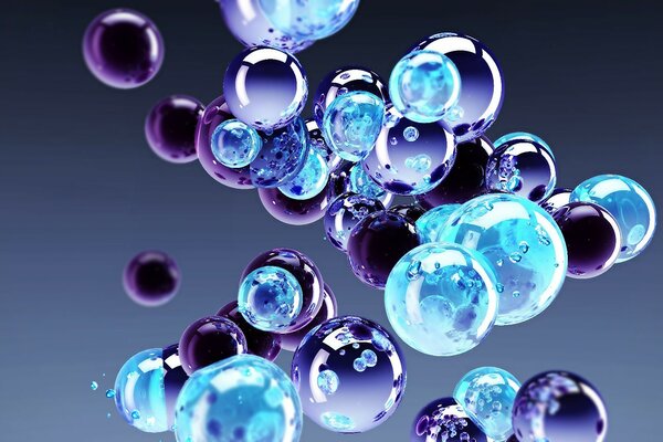 Purple, blue and blue bubbles