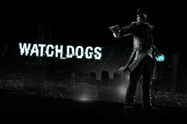 Poster for the game Watch_Dogs with the main character Aiden Pierce