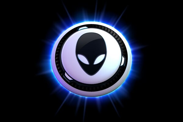 Alien sign with a glow on a dark background