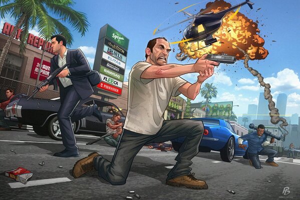 Gioco grand theft auto. Immagine della scena dell inseguimento