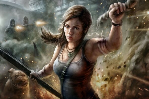 Lara Croft ukrywa się przed niebezpieczeństwem