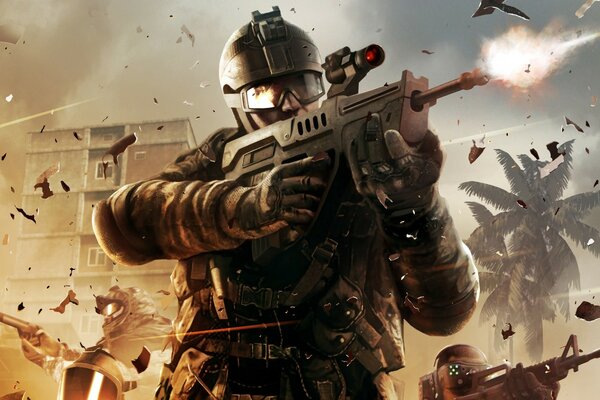 Stormtrooper con una ametralladora del juego Warface