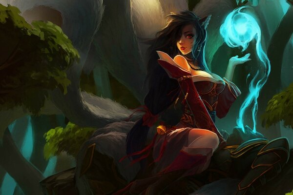 Ahri Charakter aus League of Legends, schöne Zeichnung