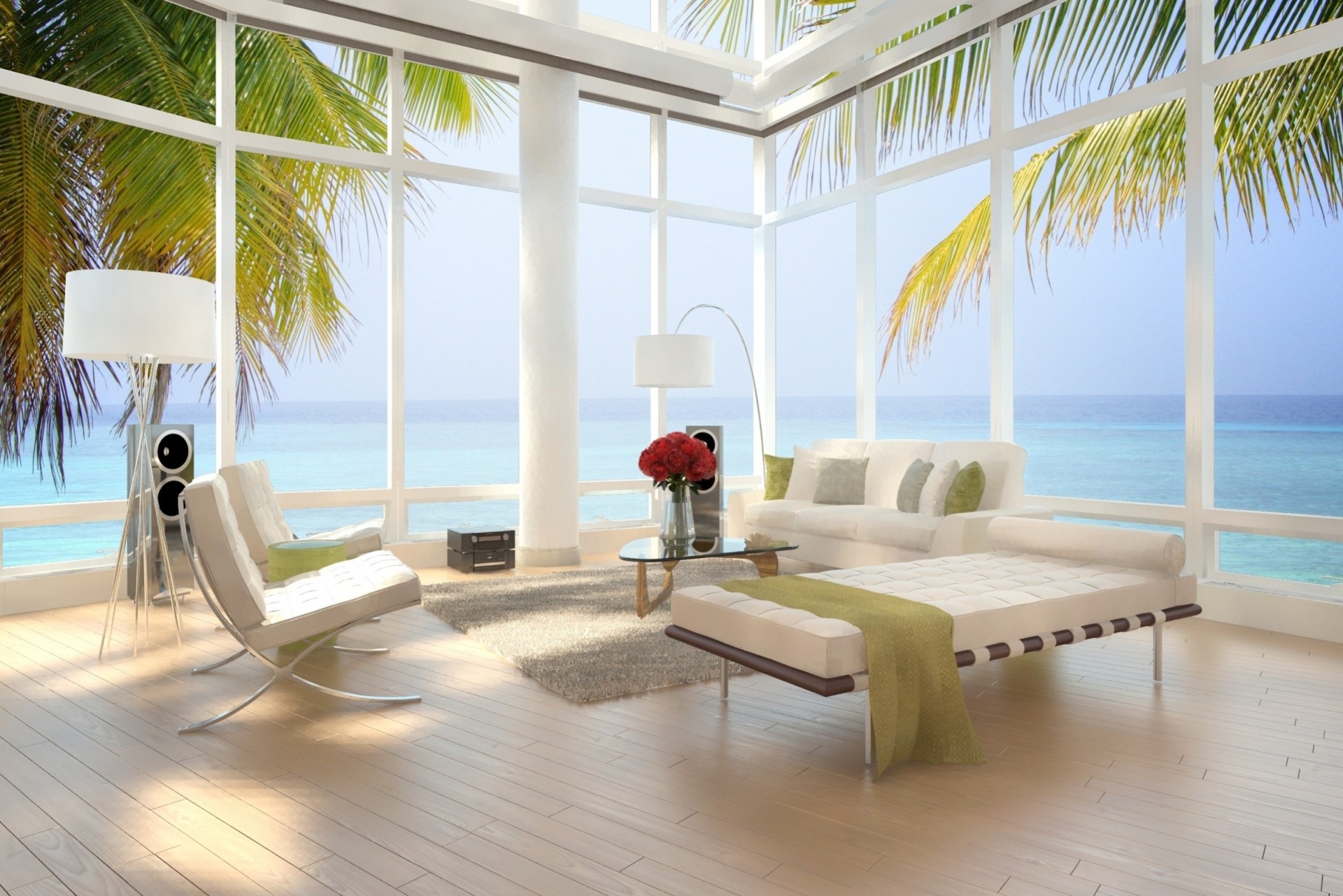 design chairs apartment salon contemporary palm bed sea view stylish luxury