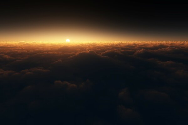 Sunrise over dark clouds