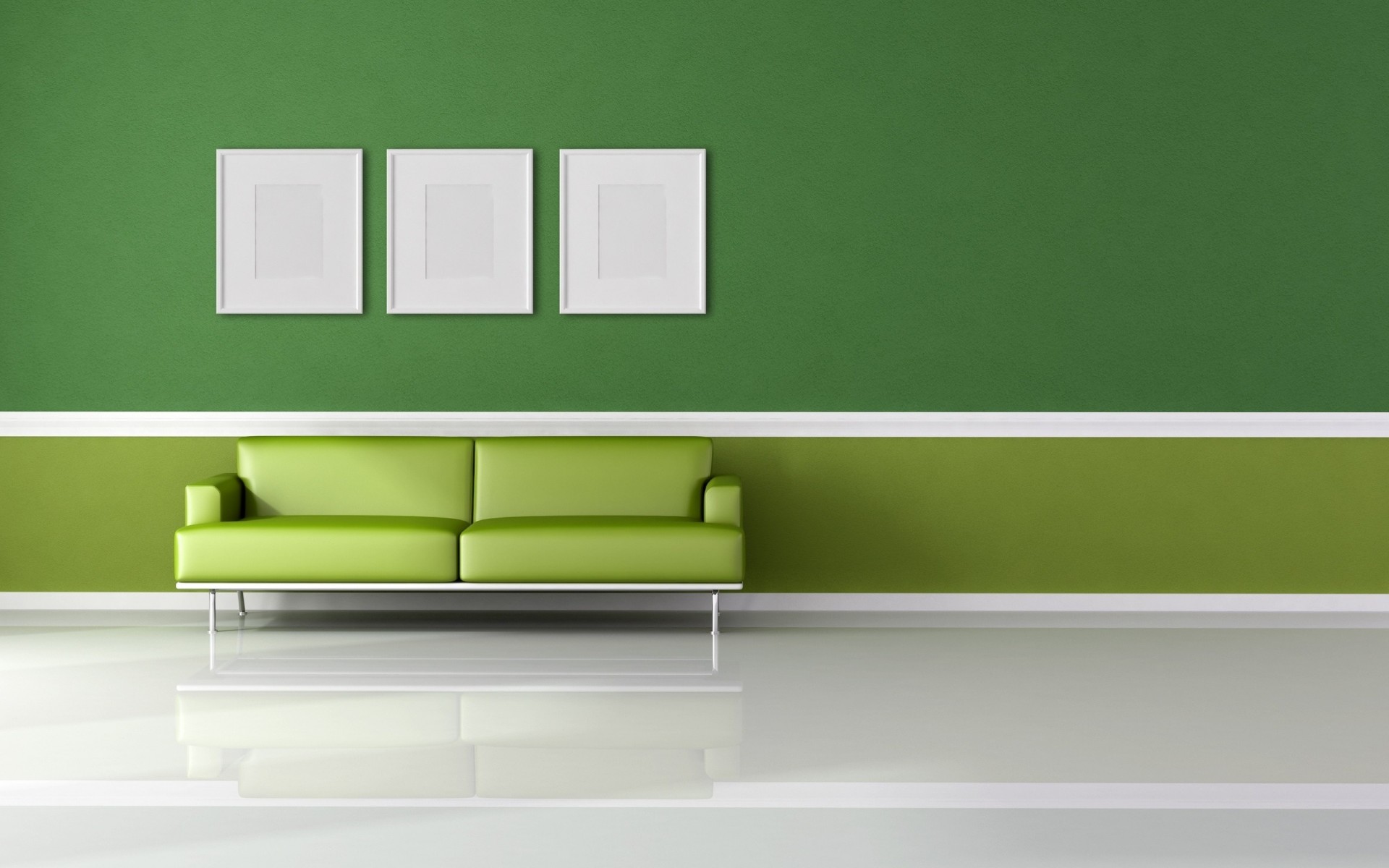 minimalism green sofa white