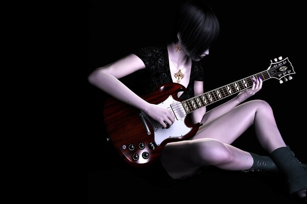 Belle fille joue de la guitare