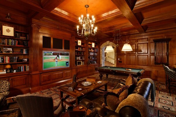 There is a game room in the country house