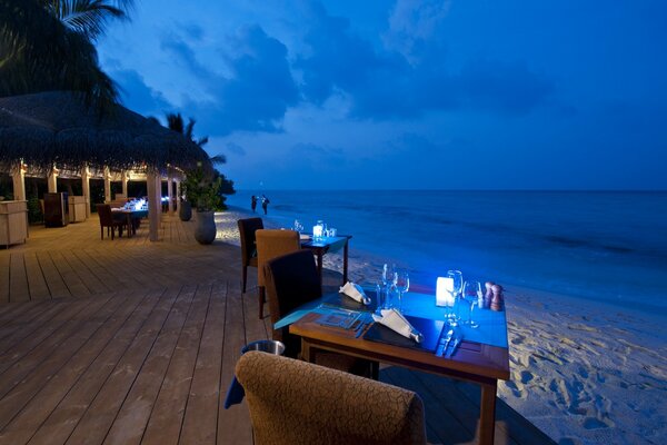 Restaurant by the sea, Maldives