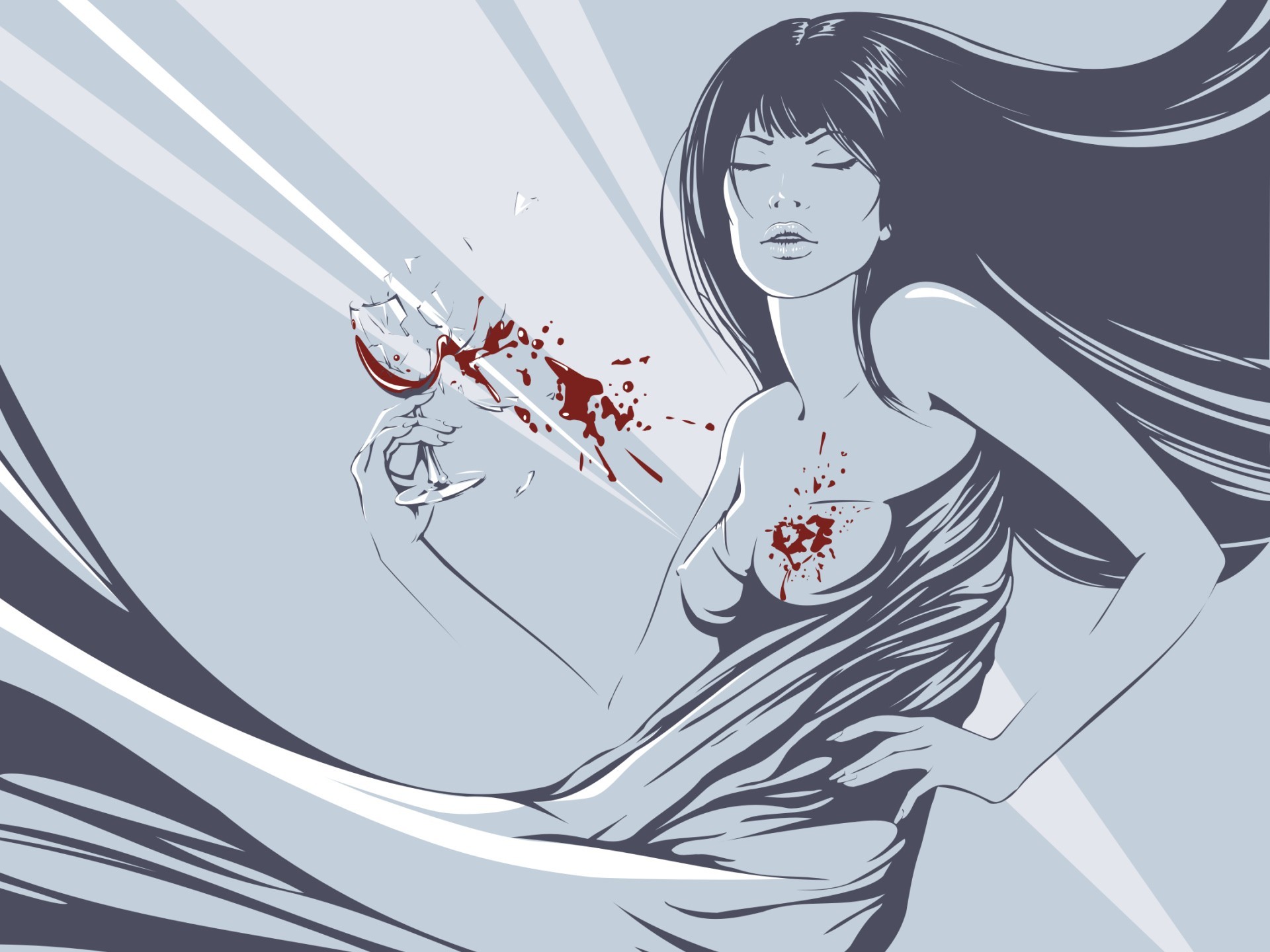 girl glass blood vector